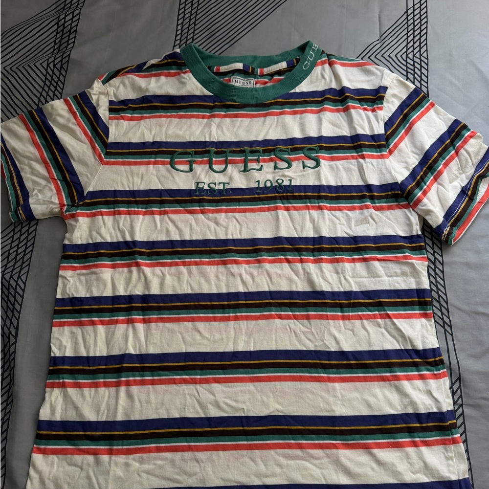 Guess Multicolor Striped Tee with Logo